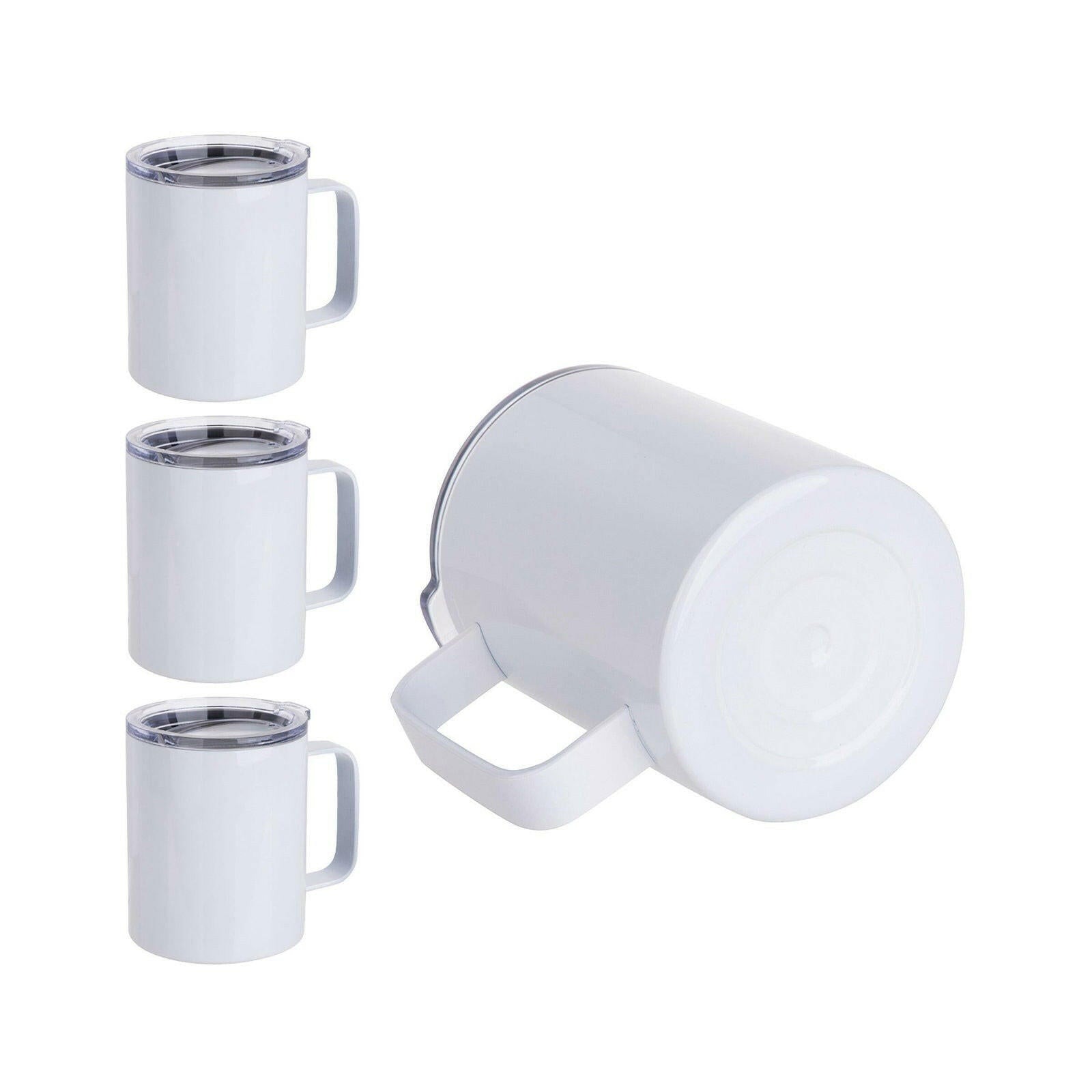10 oz Stainless Steel Coffee Cup 4-Pack – White Sublimation-Ready Mugs - Craft Express -