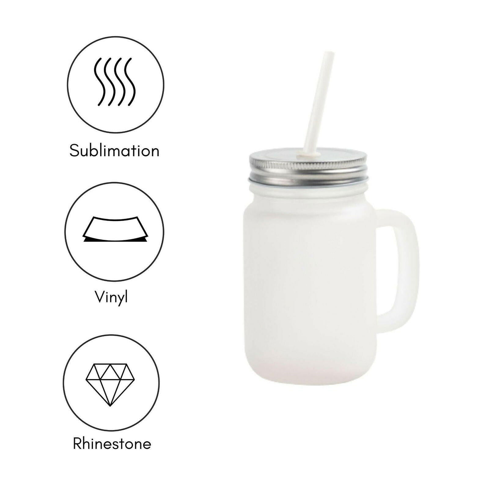 12oz Sublimation Frosted Mason Jars with Straws - 4 Pack - Craft Express - - 12oz Sublimation Frosted Mason Jars with Straws - 4 Pack - Craft Express -