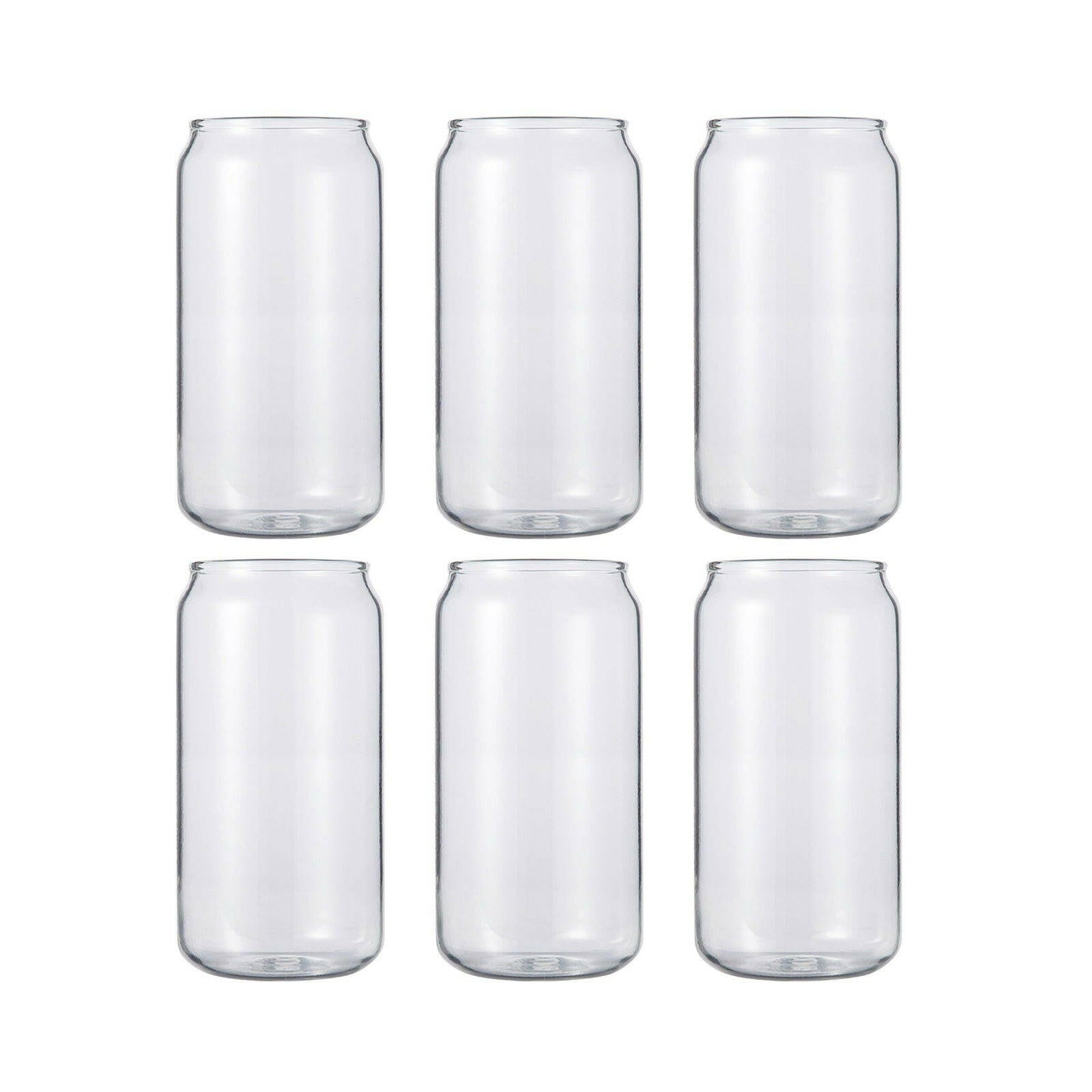 18oz Frosted Sublimation Glass Cans with Bamboo Lids and Clear Glass Straws - 6 Pack - Craft Express - - 18oz Frosted Sublimation Glass Cans with Bamboo Lids and Clear Glass Straws - 6 Pack - Craft Express -