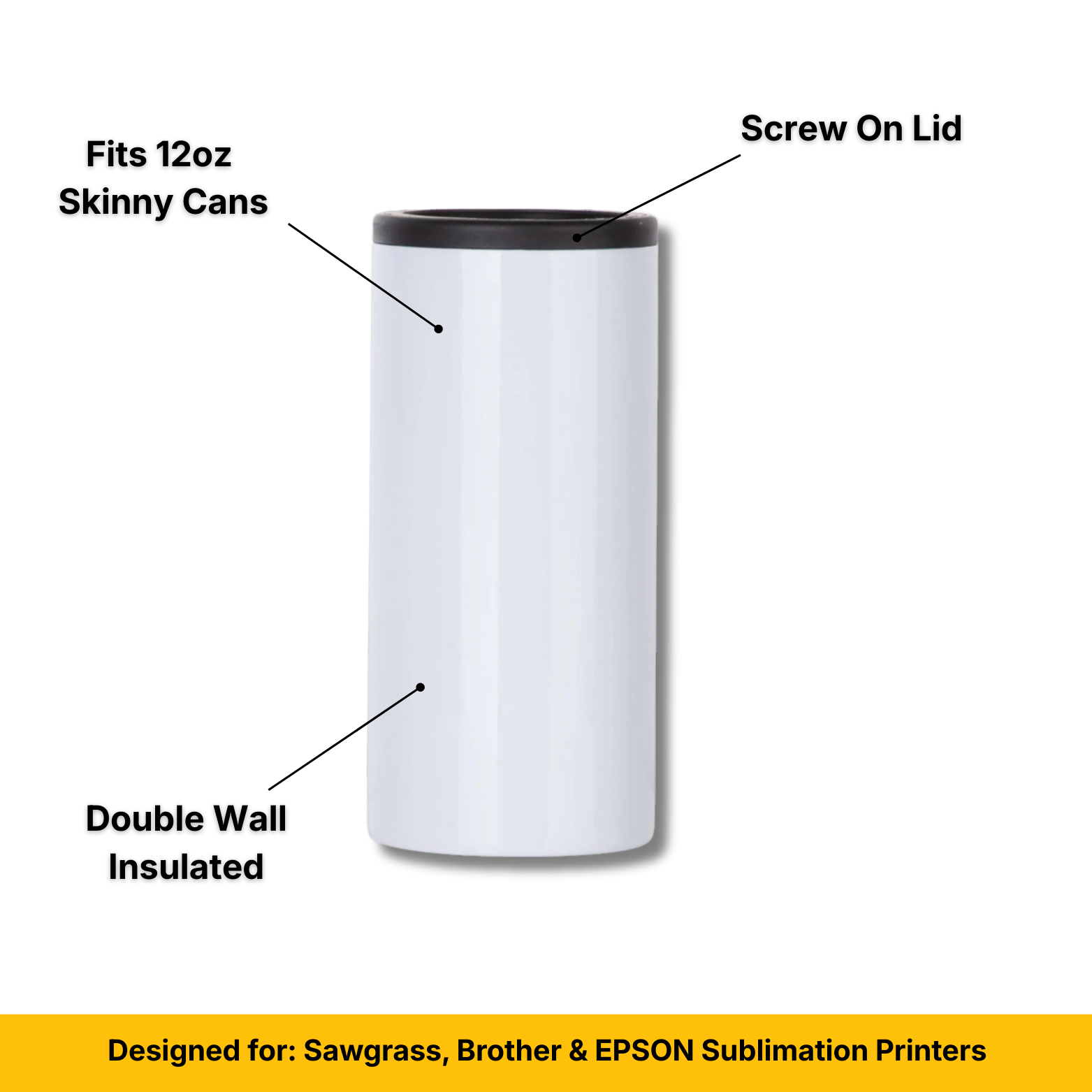 Craft Express 4-Pack White 12oz Skinny Can Cooler for Sublimation