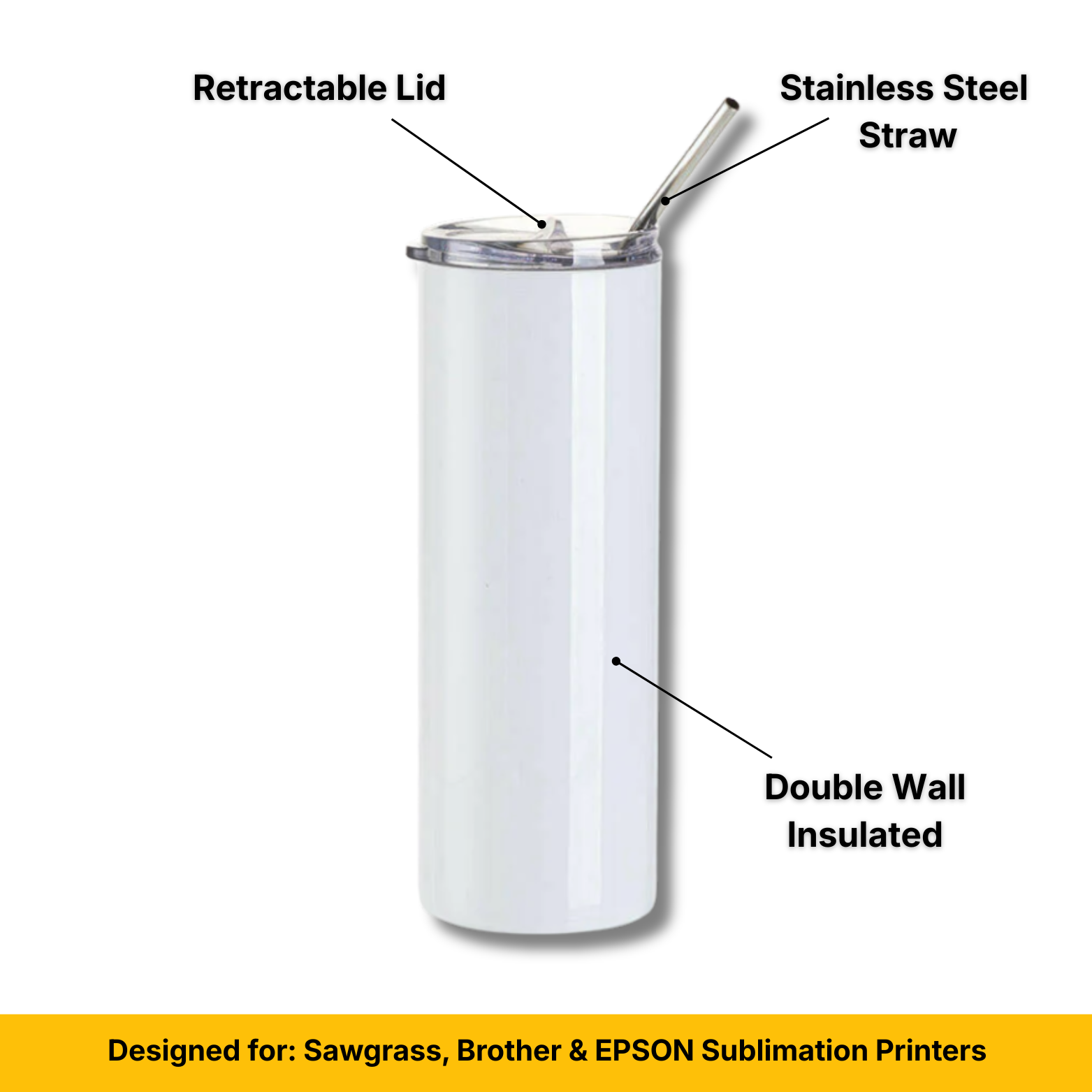 Craft Express 20oz Stainless Steel Skinny Sublimation Tumblers