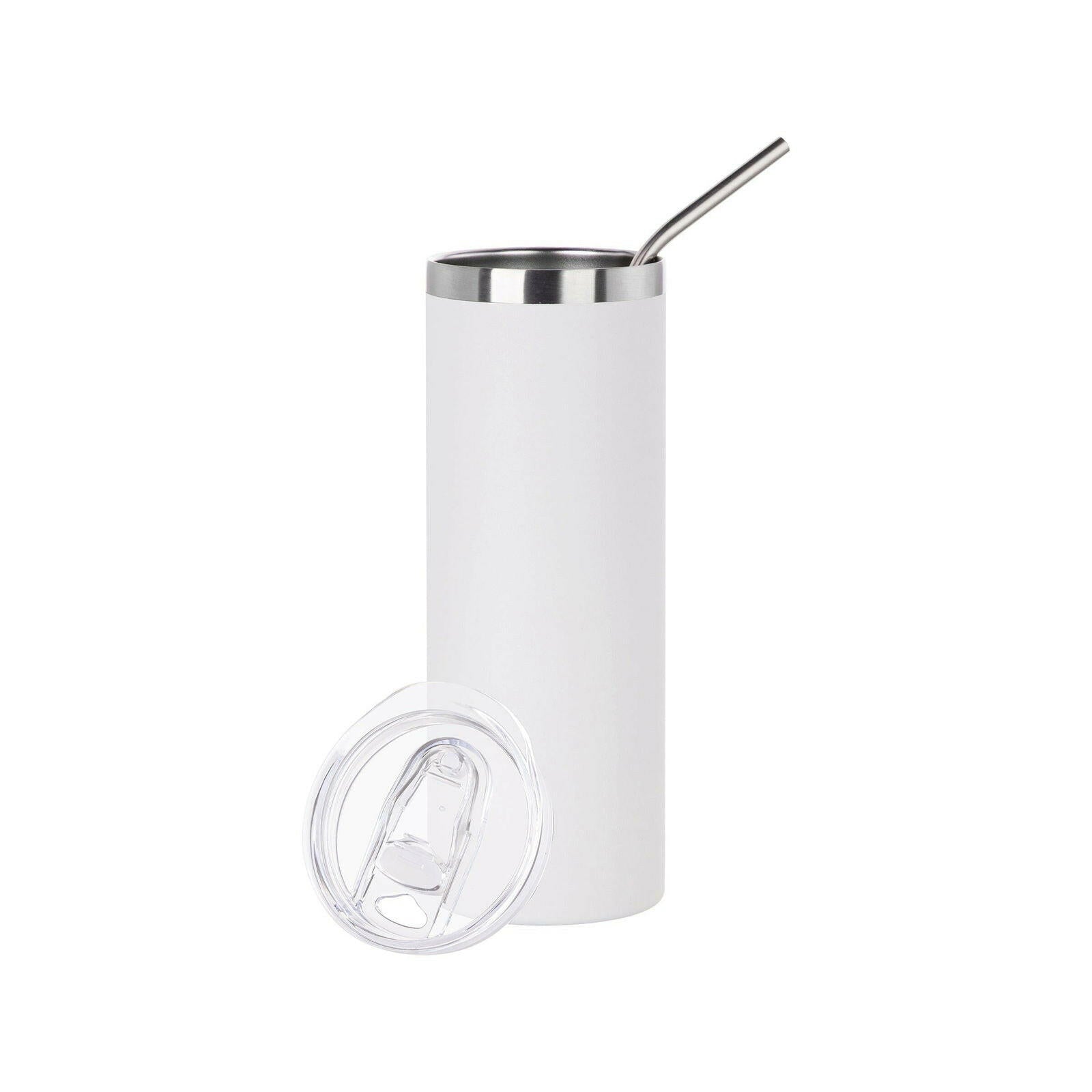 Craft Express 6 Pack Powder Coated Stainless Steel Tumblers with Straw & Lid White / 20oz