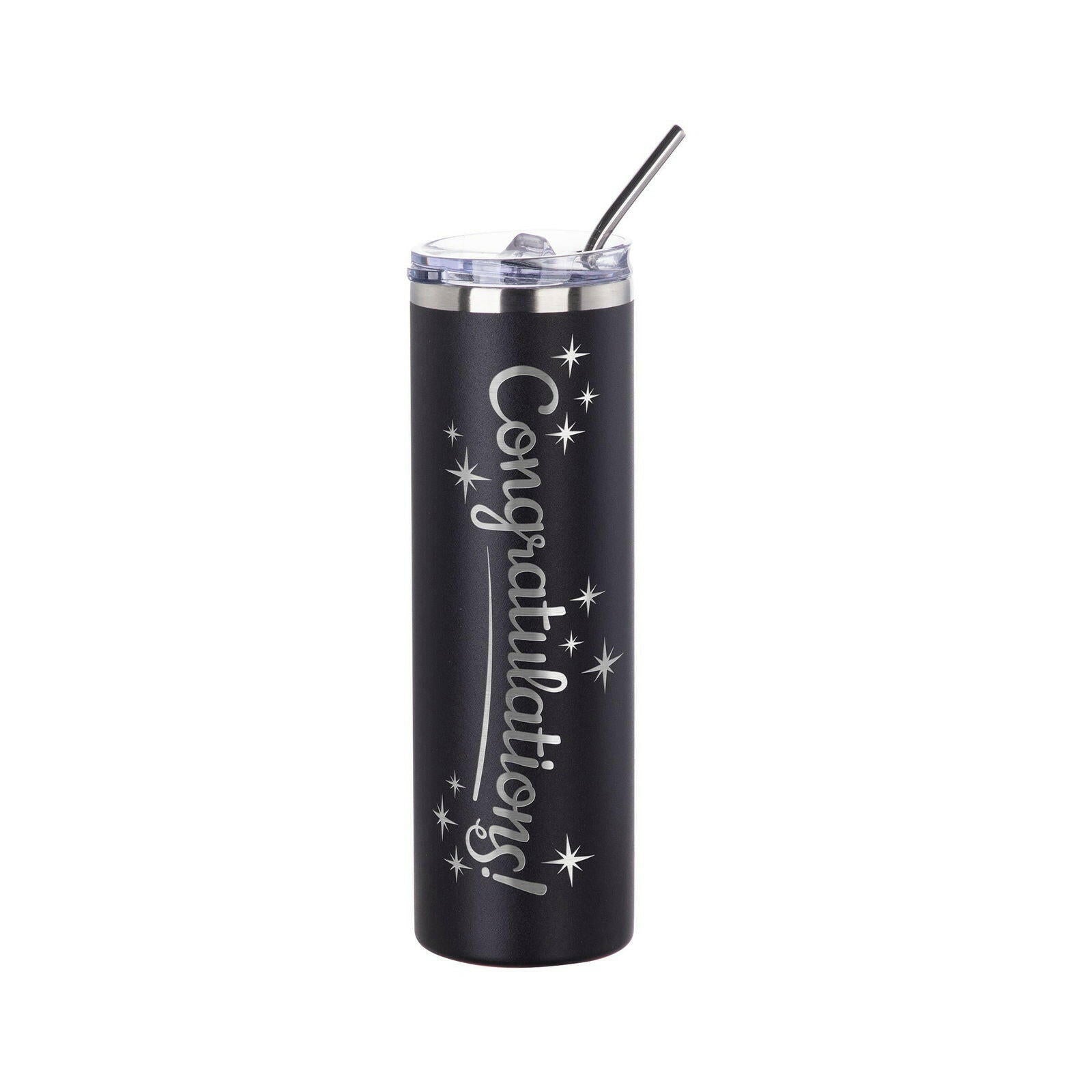 Craft Express 6 Pack Powder Coated Stainless Steel Tumblers with Straw & Lid.
