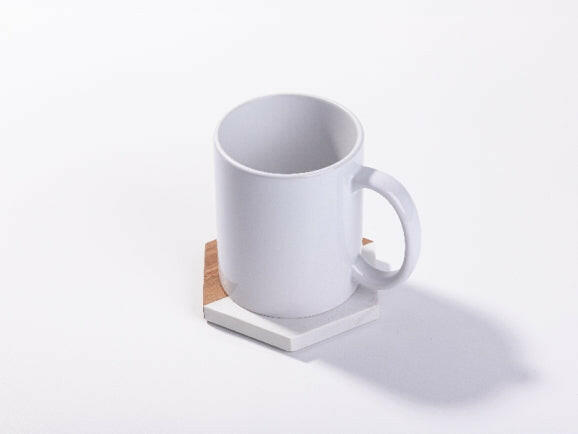 Craft Express 4 Pack Engravable Hexagonal Marble and Wood Coasters – 4" Laser-Ready