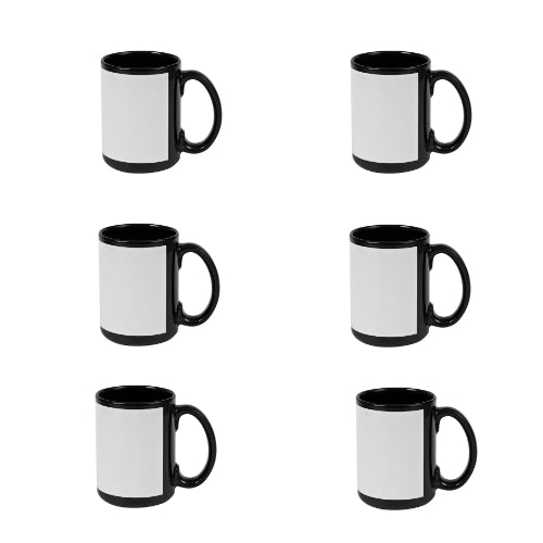 Craft Express 6 Pack 15oz Black Sublimation Mug with White Patch