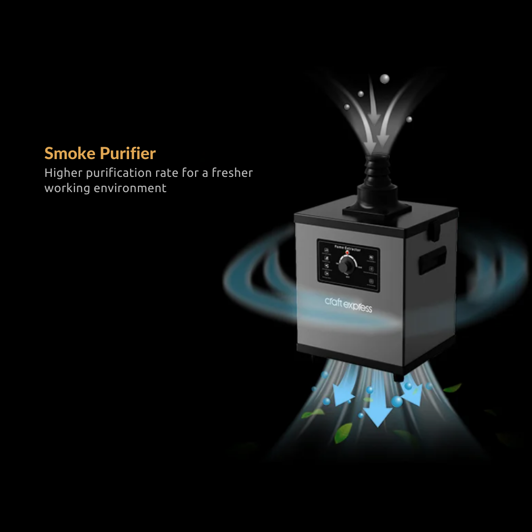 Craft Express ARC B1 Smoke Purifier – Laser Engraving Fume Extractor with 3-Stage Filtration.