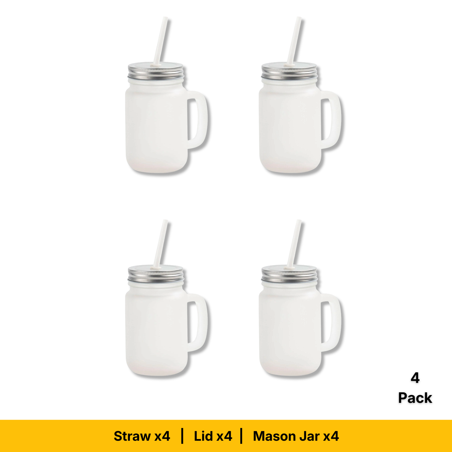 Craft Express 12oz Frosted Mason Jars with Straws