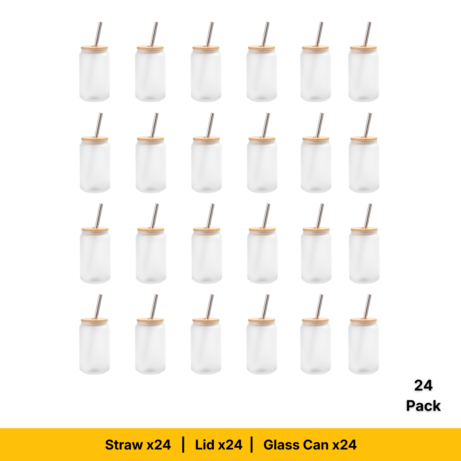 Craft Express 18oz Frosted Glass Cans with Bamboo Lids & Straws – Sublimation-Ready