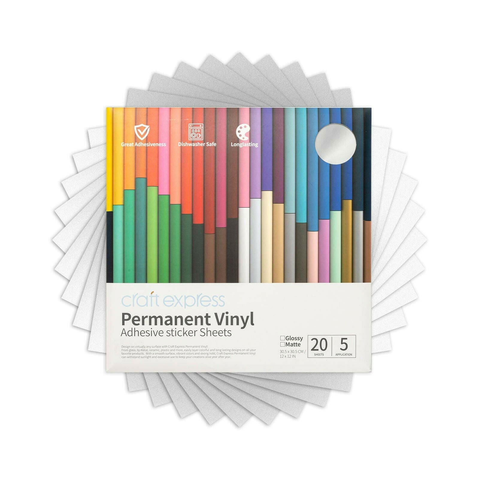 Craft Express 10 Pack 12x12 Inch Permanent Adhesive Vinyl Sheets - Craft Express