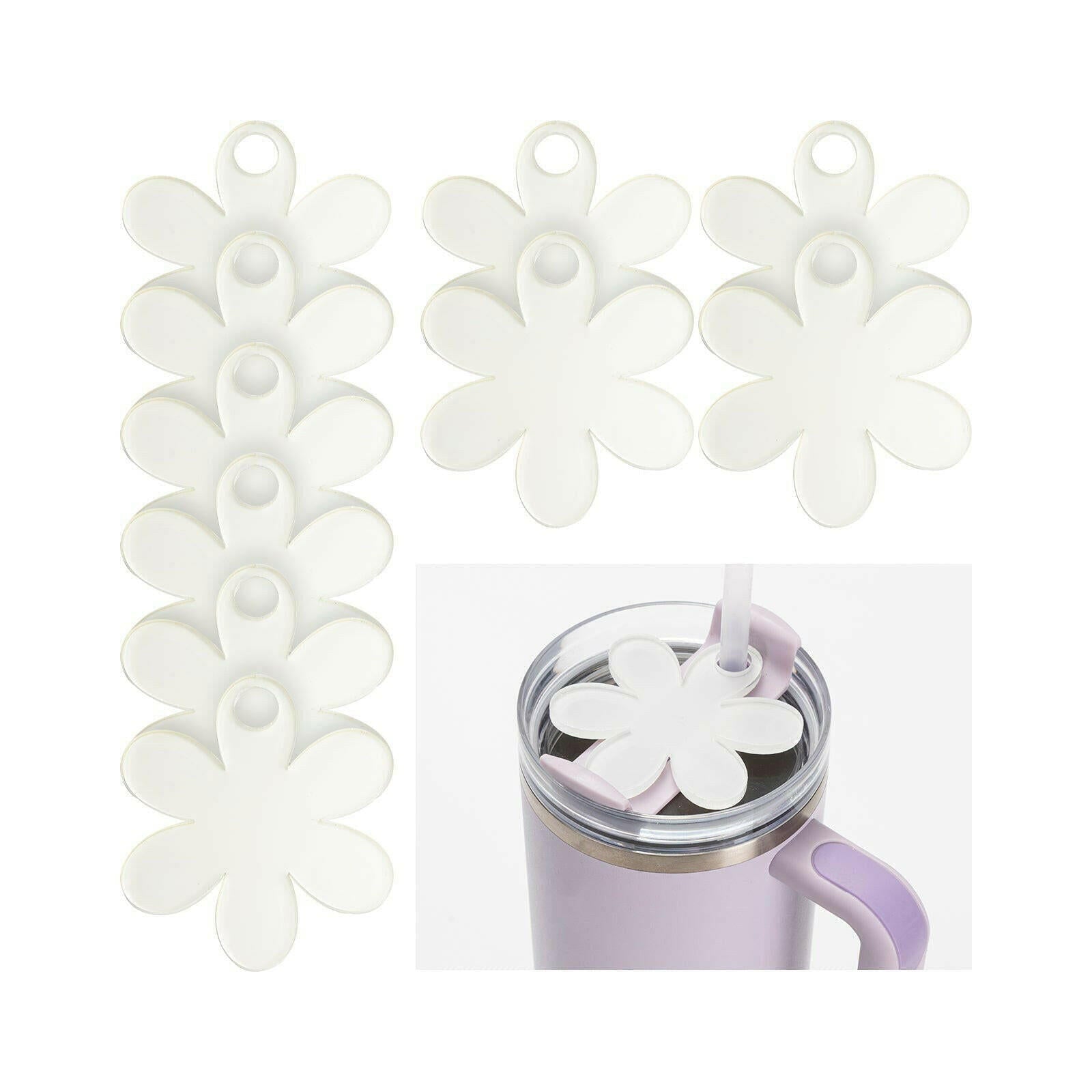 Craft Express 10 Pack 40oz Tumbler Acrylic Flower Sublimation Name Tags - Craft Express