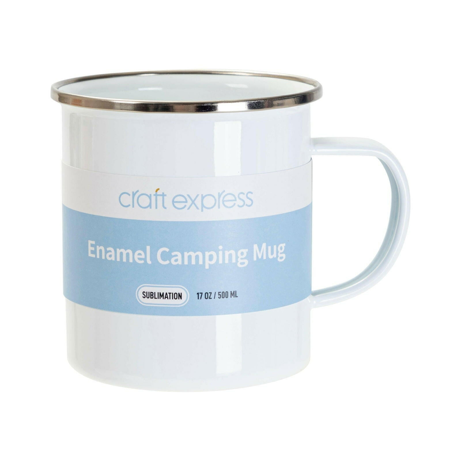 Craft Express White 17oz Camping Mug – Sublimation-Ready Enamel Mug.
