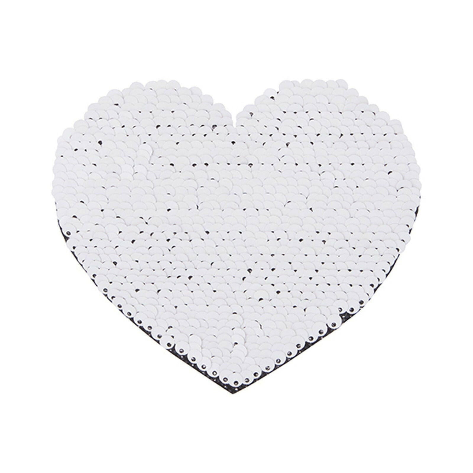 Craft Express 2 Pack Large Heart Sequin Sublimation Patches.