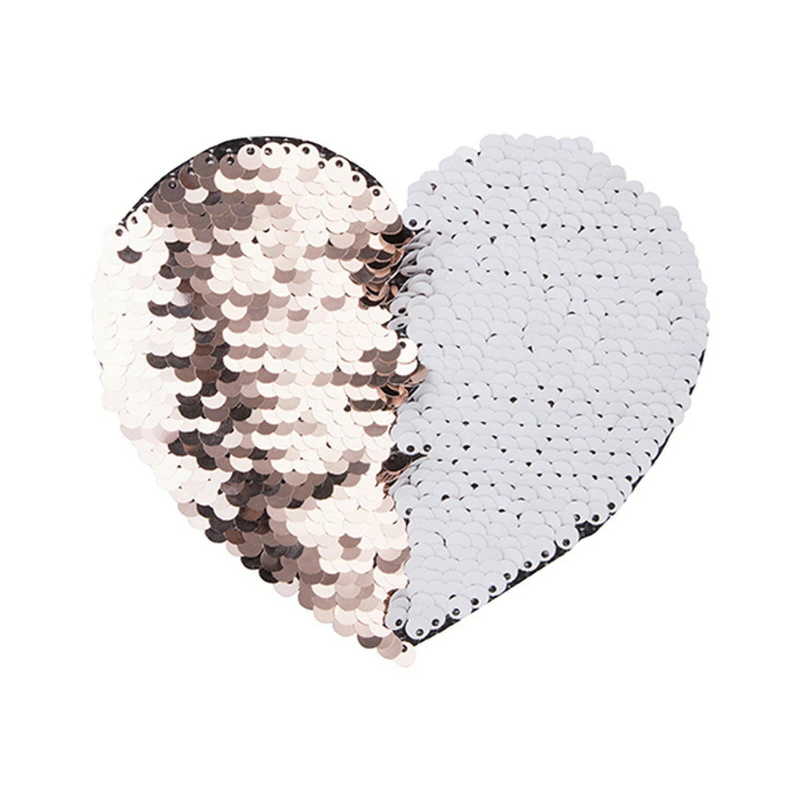 Craft Express 2 Pack Large Heart Sequin Sublimation Patches.