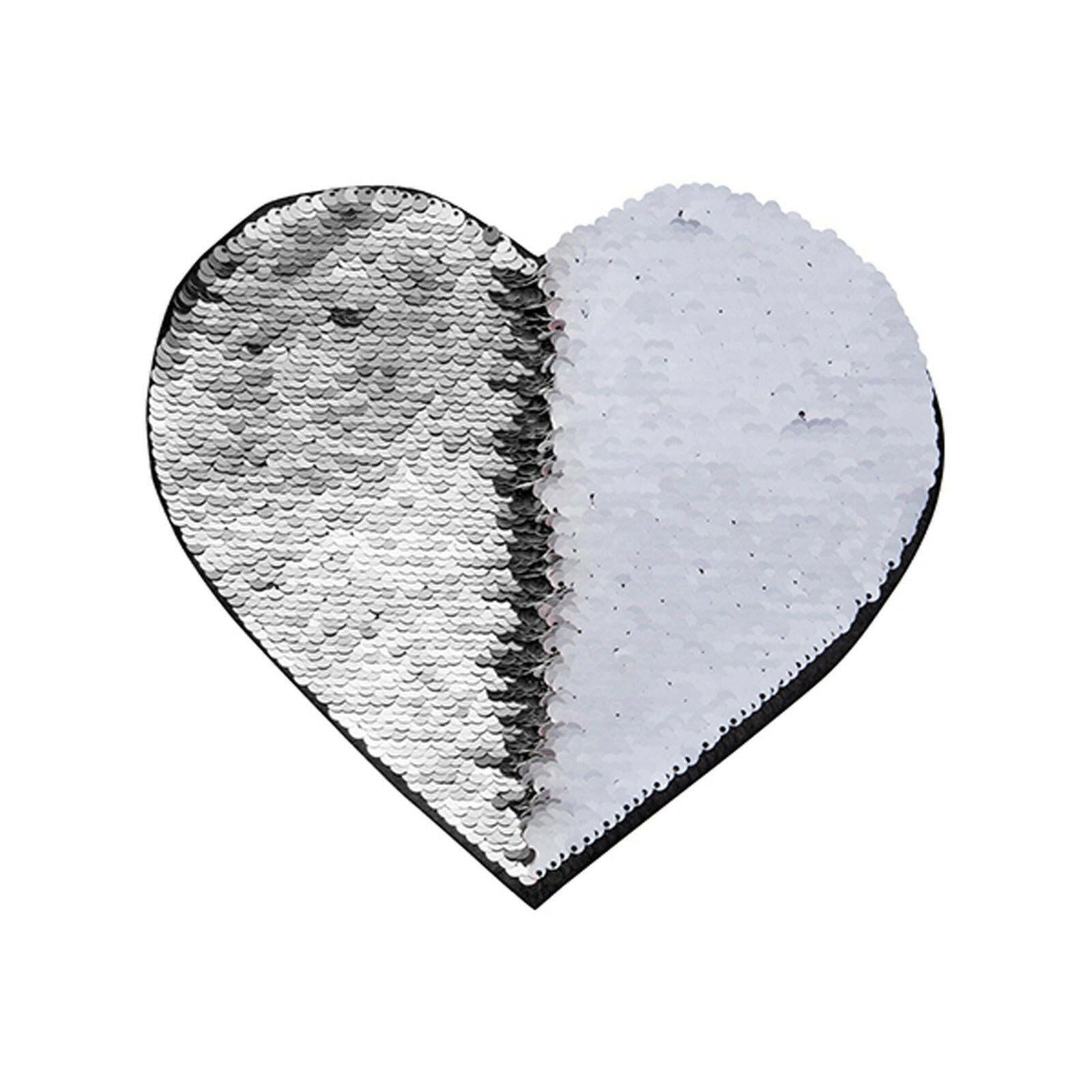 Craft Express 2 Pack Large Heart Sequin Sublimation Patches.