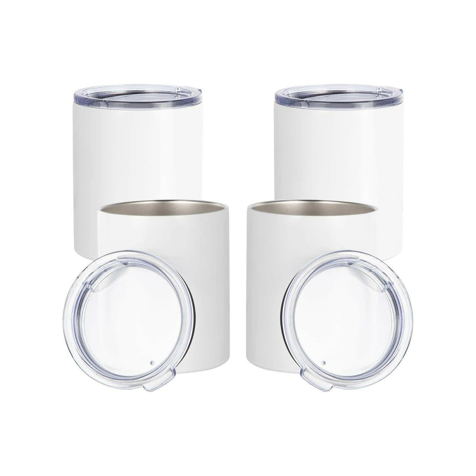 Craft Express 4 Pack 10oz Stainless Steel Sublimation Lowballs with Lids - Craft Express
