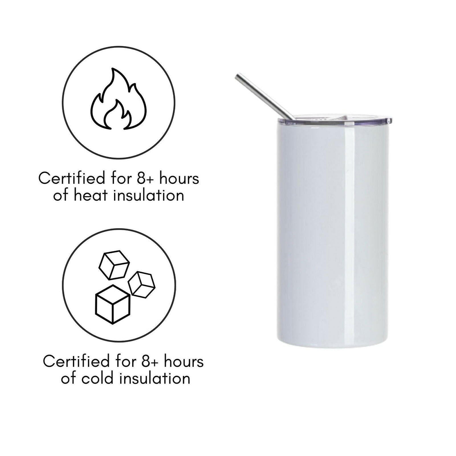 Craft Express 4 Pack 16oz Stainless Steel Skinny Sublimation Tumblers with Lids and Straws - Craft Express