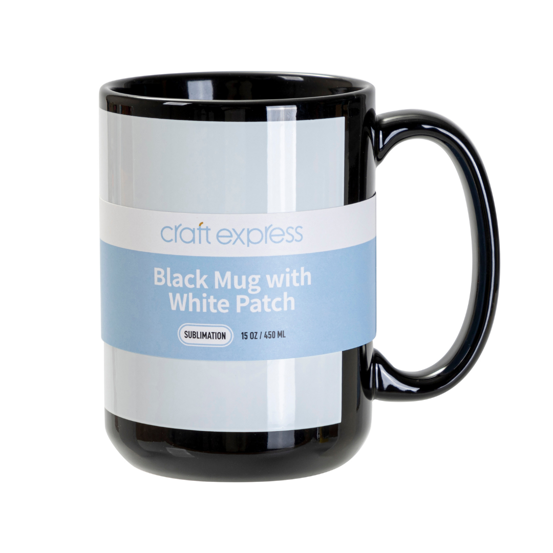 Craft Express 6 Pack 15oz Black Sublimation Mugs with White Patch - Craft Express