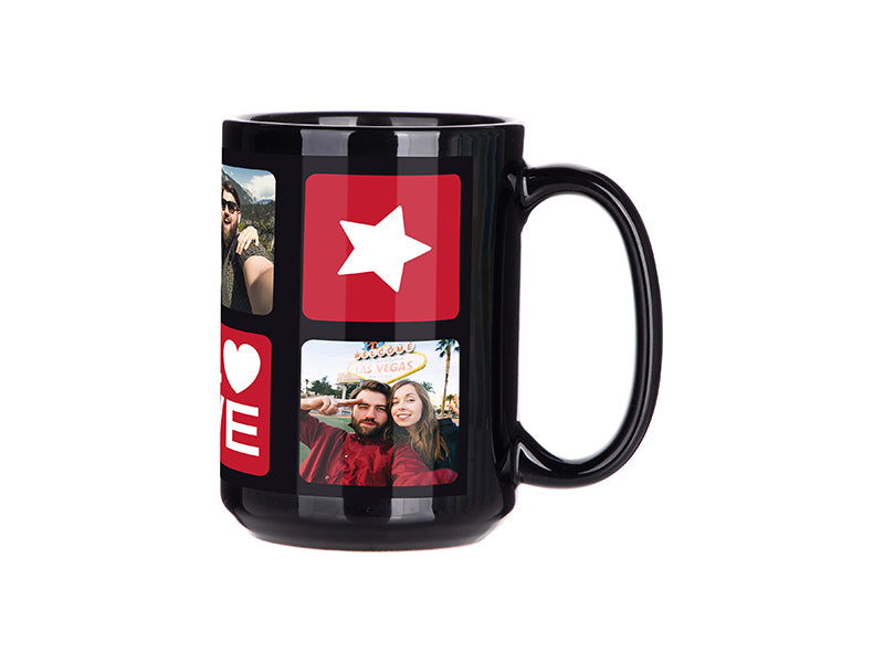 Craft Express 6 Pack 15oz Black Sublimation Mugs with White Patch - Craft Express