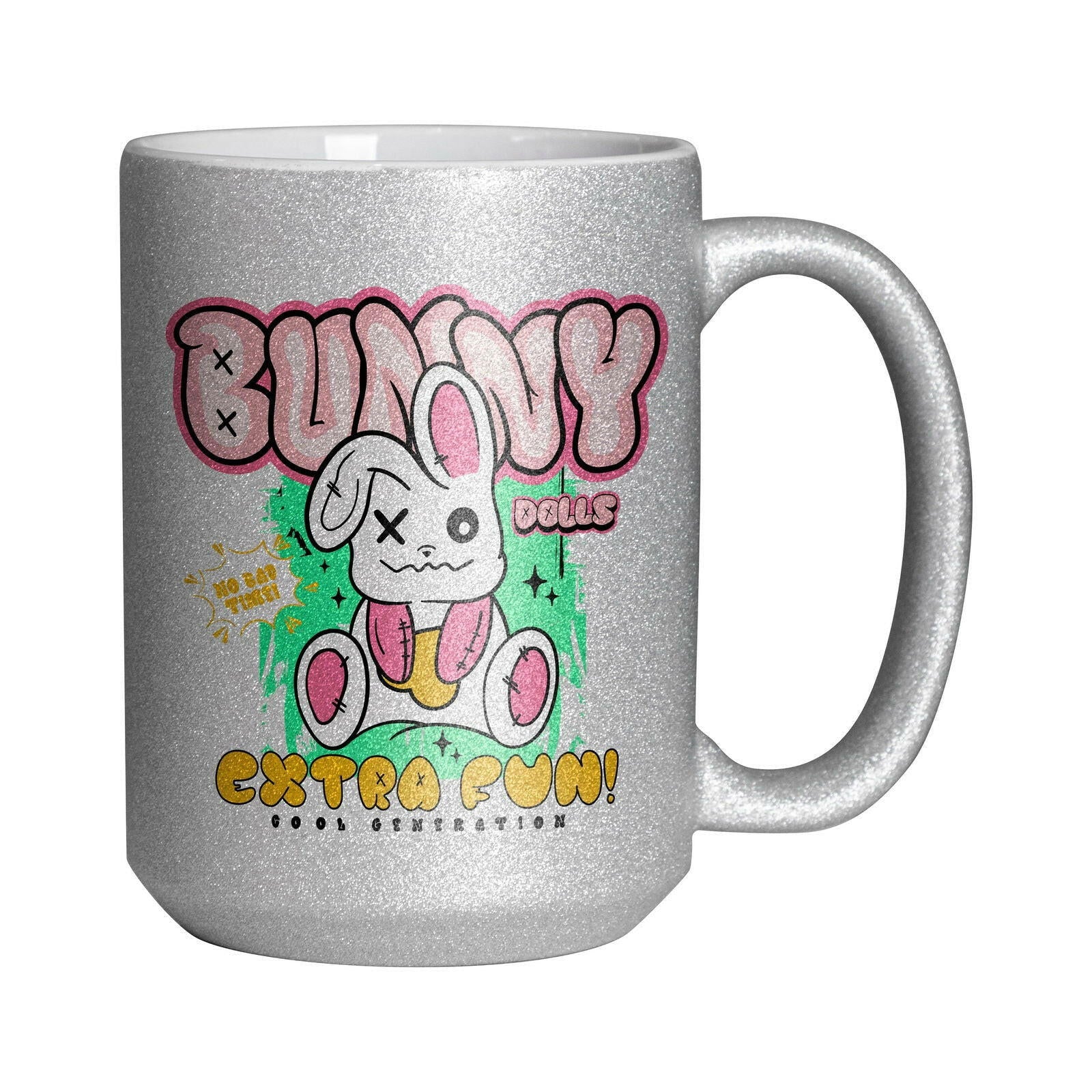 Craft Express 6 Pack 15oz Silver Glitter Sublimation Mugs.