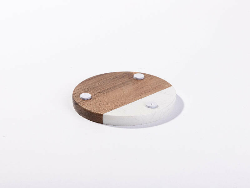 Craft Express 4 Pack Engravable Round Marble and Wood Coasters – 4" for Laser Projects
