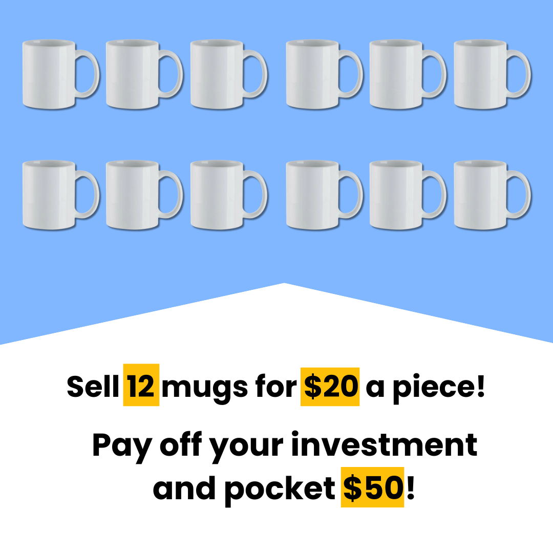 Craft Express Mug Press Starter Kit Bundle with 12 11oz Sublimation Mugs