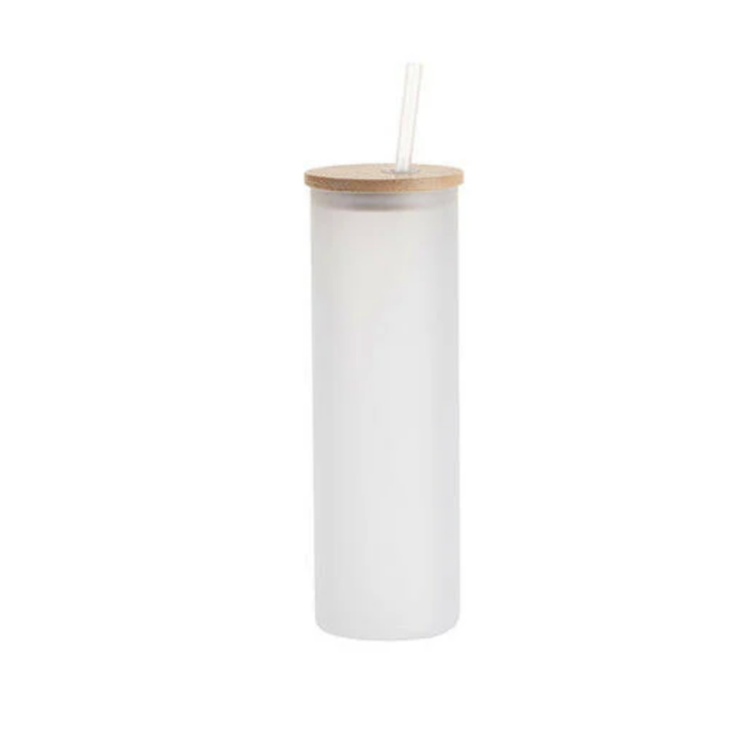 Craft Express 6 Pack 20oz Frosted Glass Sublimation Tumblers with Lids & Straws.