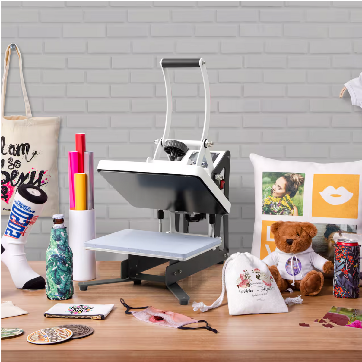 Craft Express Workspace Flat Press 9" x 12" – Compact Heat Press for DIY Projects - White
