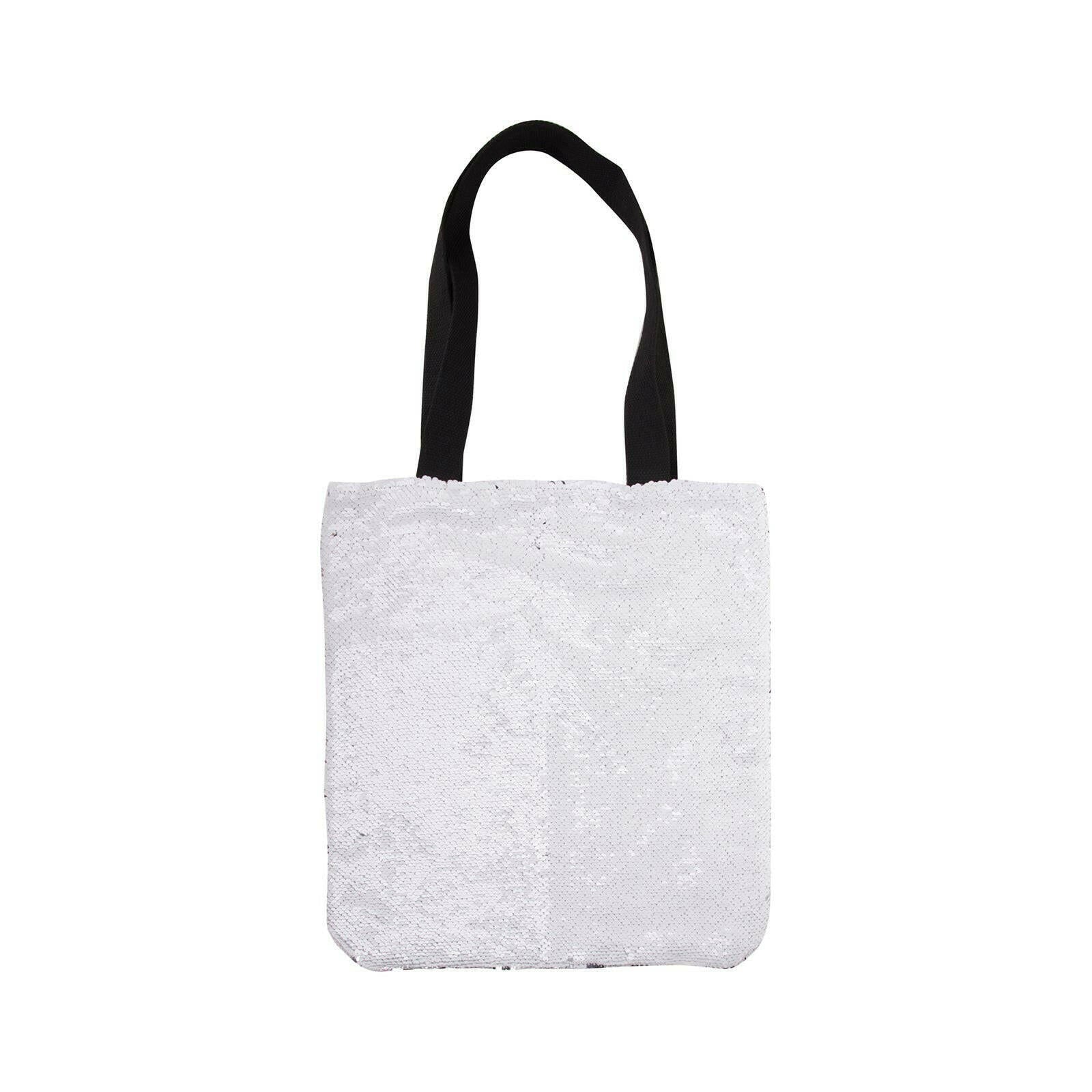 Sequin Double-Layer Tote Bag 2-Pack – White and Silver Reversible Sequins for Custom Sublimation - Craft Express -