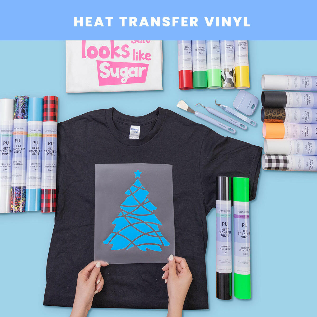Craft Express 60" Heat Transfer Vinyl Roll – 12" Wide for HTV Crafting.