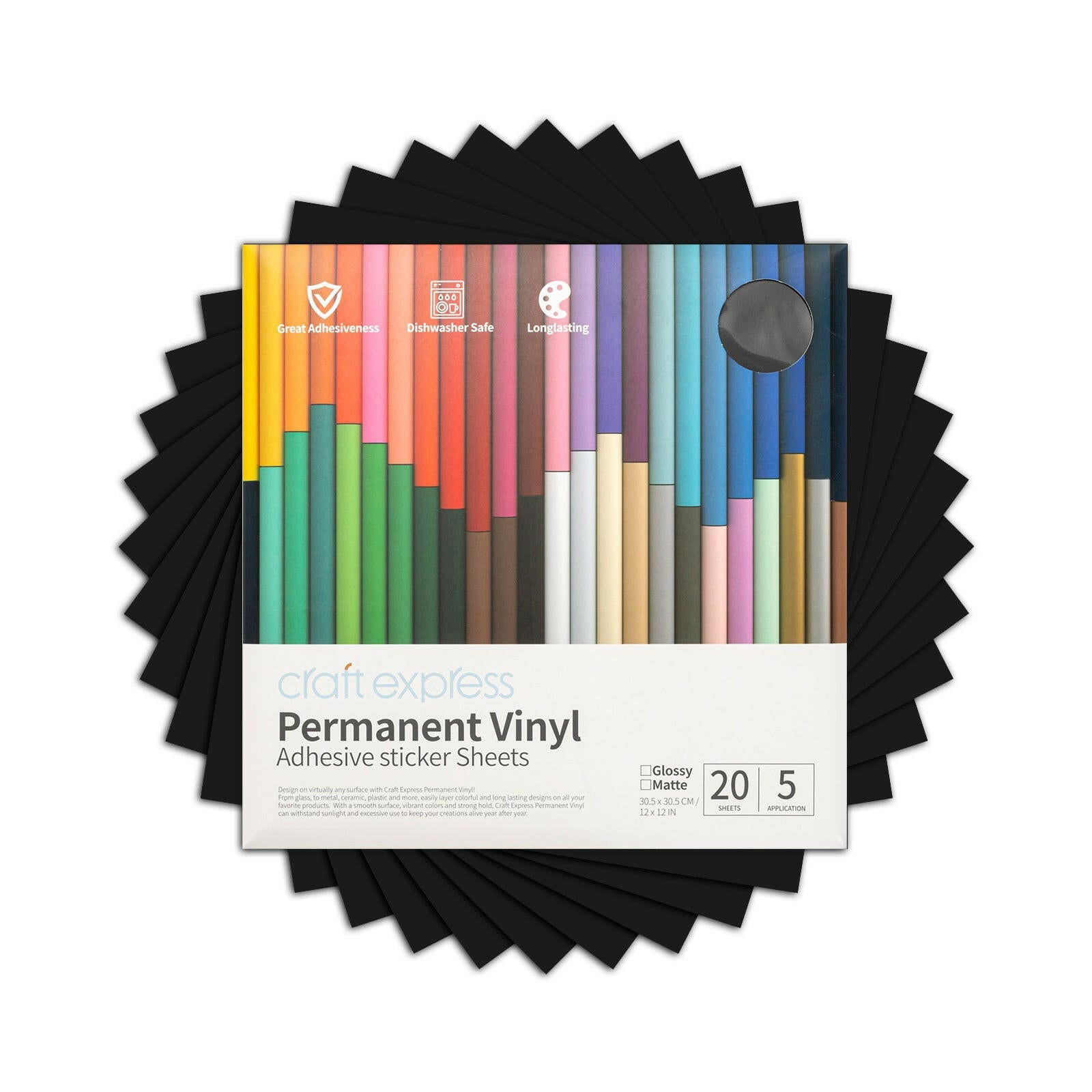 12x12 Inch Permanent Adhesive Vinyl Sheets - 10 Pack - Craft Express -  - 12x12 Inch Permanent Adhesive Vinyl Sheets - 10 Pack - Craft Express - 