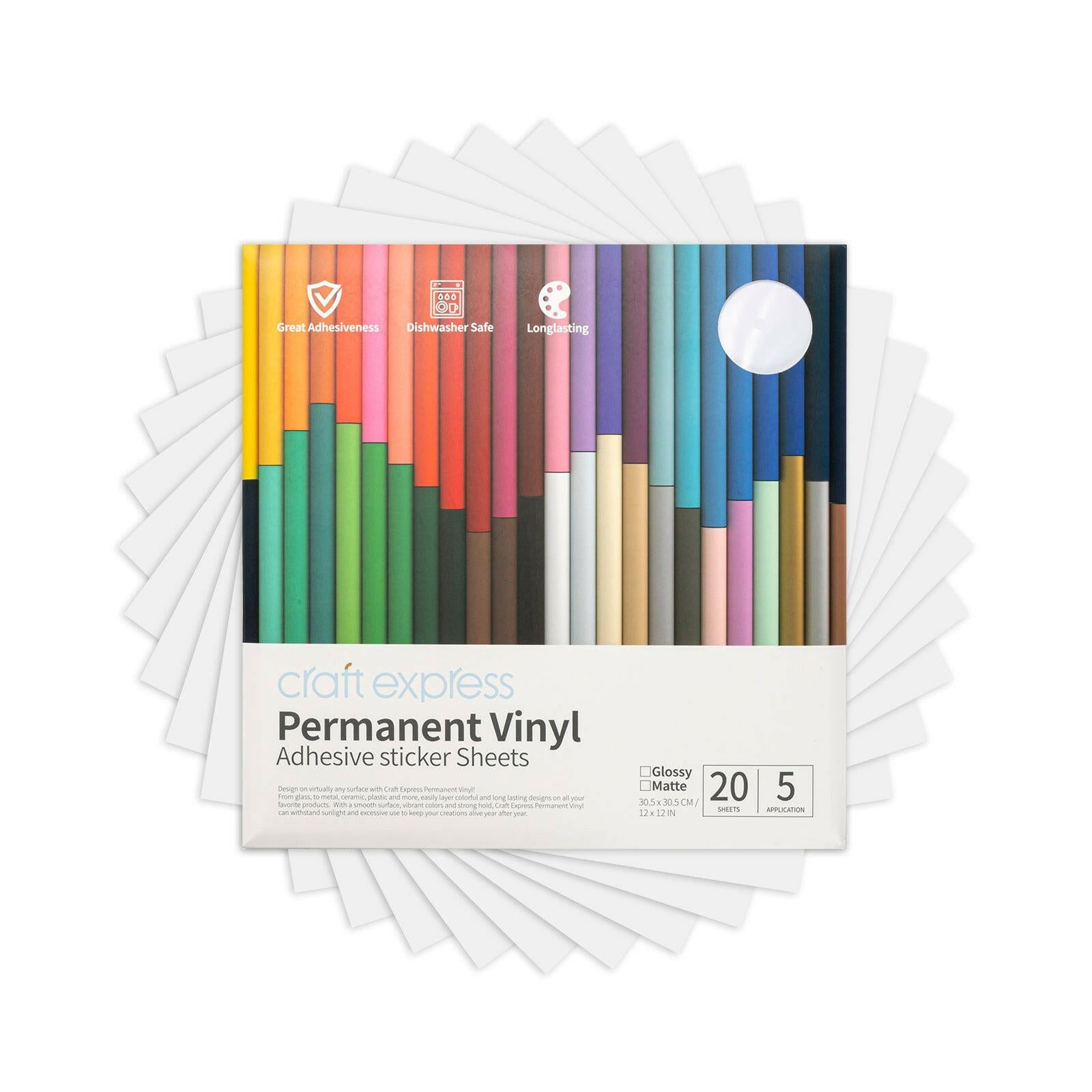 12x12 Inch Permanent Adhesive Vinyl Sheets - 10 Pack - Craft Express -  - 12x12 Inch Permanent Adhesive Vinyl Sheets - 10 Pack - Craft Express - 
