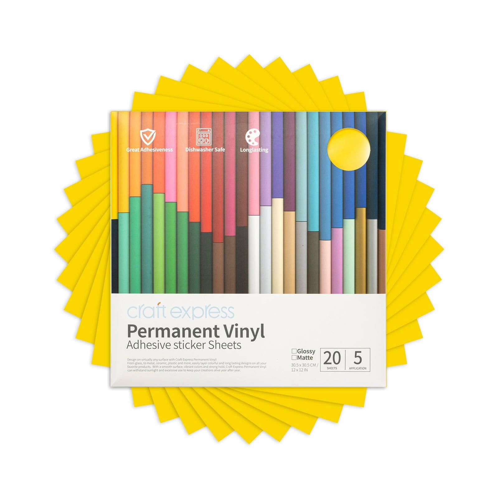 12x12 Inch Permanent Adhesive Vinyl Sheets - 10 Pack - Craft Express -  - 12x12 Inch Permanent Adhesive Vinyl Sheets - 10 Pack - Craft Express - 