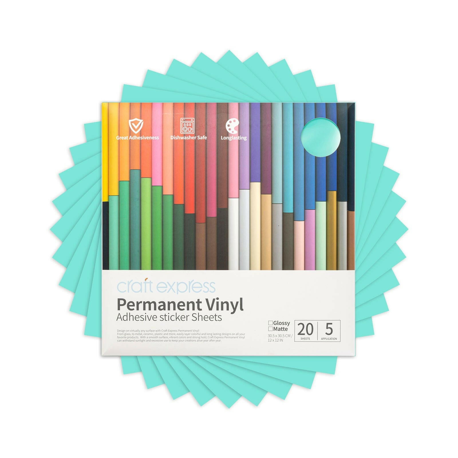 12x12 Inch Permanent Adhesive Vinyl Sheets - 10 Pack - Craft Express -  - 12x12 Inch Permanent Adhesive Vinyl Sheets - 10 Pack - Craft Express - 