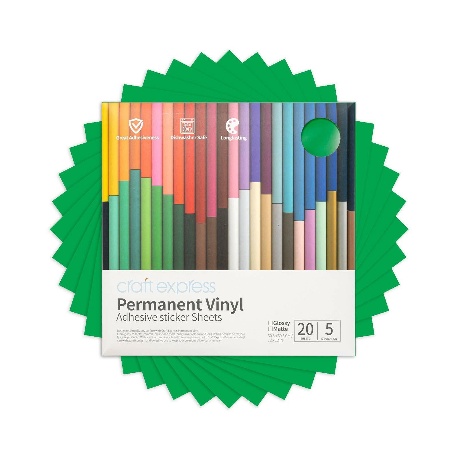 12x12 Inch Permanent Adhesive Vinyl Sheets - 10 Pack - Craft Express -  - 12x12 Inch Permanent Adhesive Vinyl Sheets - 10 Pack - Craft Express - 