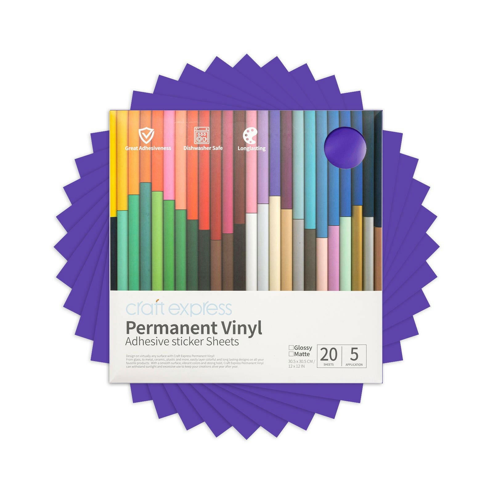 12x12 Inch Permanent Adhesive Vinyl Sheets - 10 Pack - Craft Express -  - 12x12 Inch Permanent Adhesive Vinyl Sheets - 10 Pack - Craft Express - 