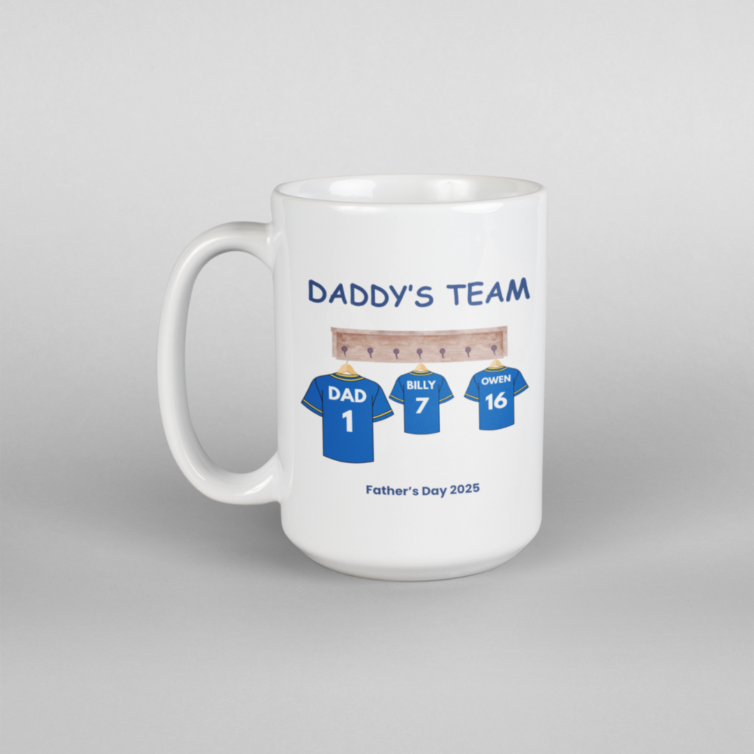 Craft Express Digital Project Card – 15oz Dad Mug with Customizable Kid Jerseys