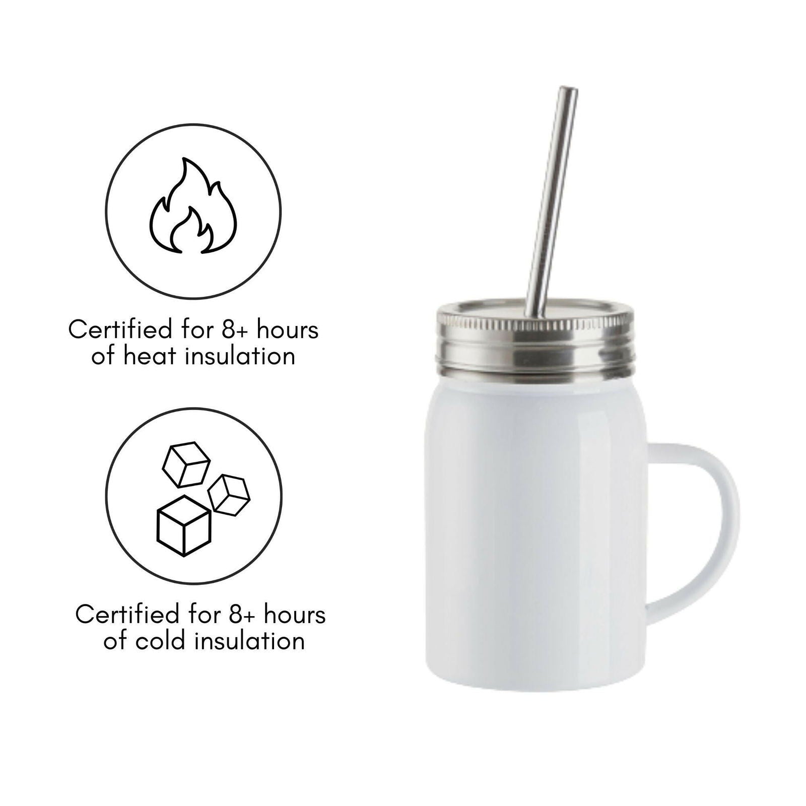 17oz Stainless Steel Handled Lidded Mason Jars With Straws - 4 Pack - Craft Express -  - 17oz Stainless Steel Handled Lidded Mason Jars With Straws - 4 Pack - Craft Express - 
