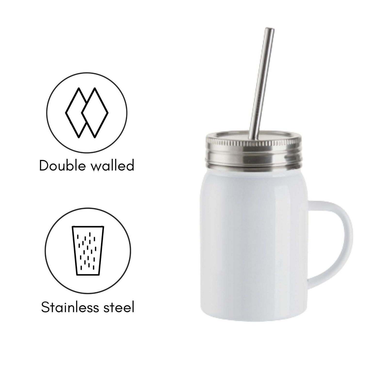 17oz Stainless Steel Handled Lidded Mason Jars With Straws - 4 Pack - Craft Express -  - 17oz Stainless Steel Handled Lidded Mason Jars With Straws - 4 Pack - Craft Express - 