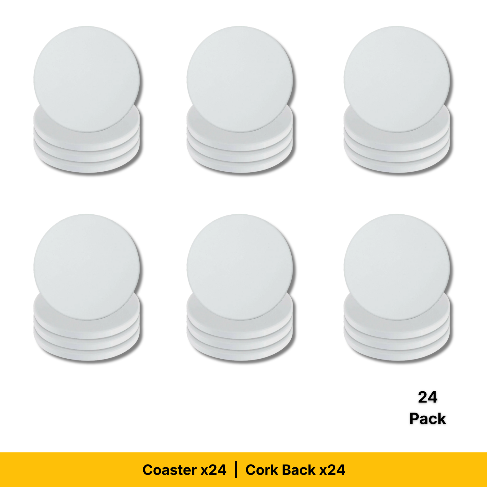 Craft Express 3.5" Round Ceramic Sublimation Coasters – Glossy White with Cork Back