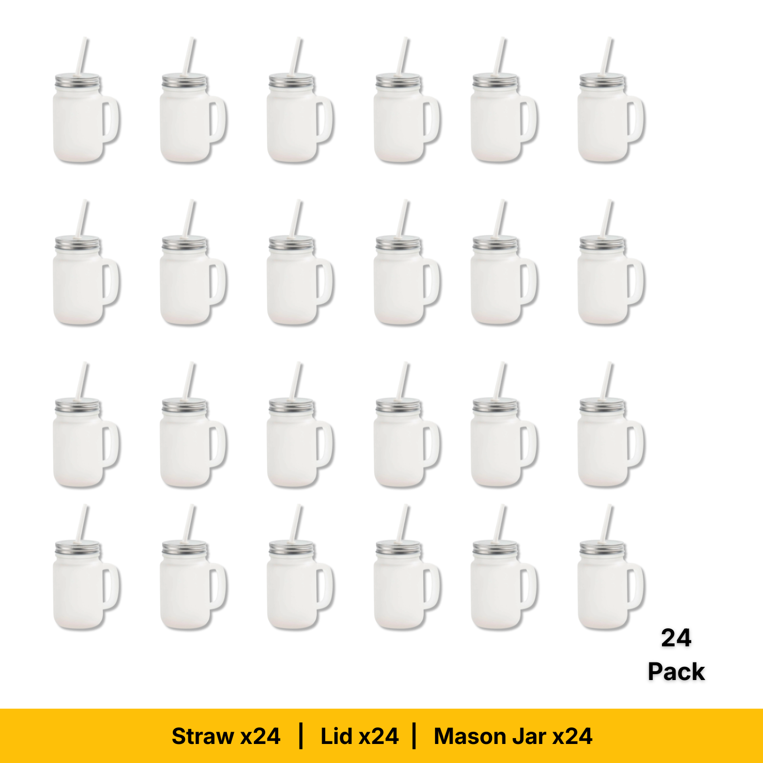 Craft Express 12oz Frosted Mason Jars with Straws