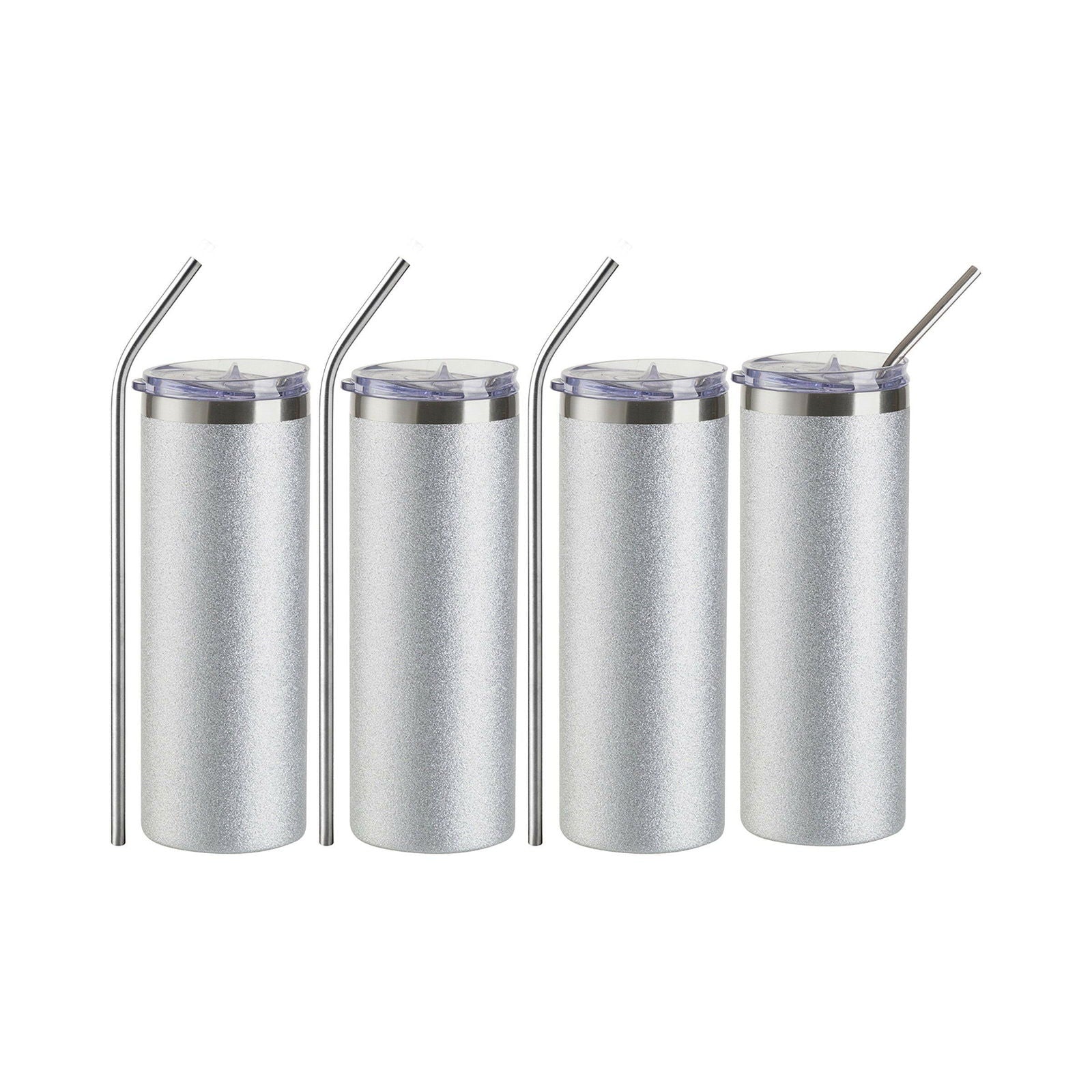 20oz Silver Glitter Stainless Steel Skinny Tumbler - 4 Pack - Craft Express -  - 20oz Silver Glitter Stainless Steel Skinny Tumbler - 4 Pack - Craft Express - 