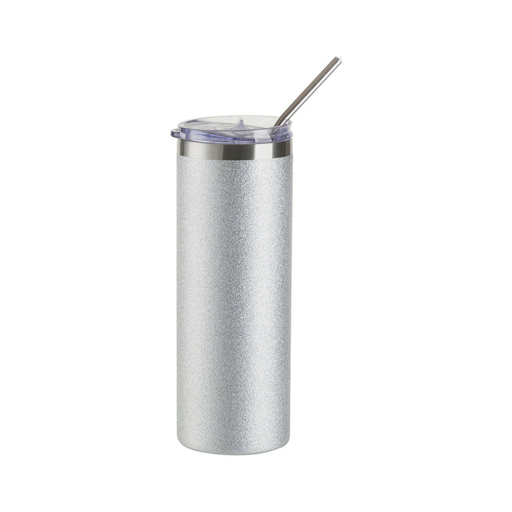 20oz Silver Glitter Stainless Steel Skinny Tumbler - 4 Pack - Craft Express -  - 20oz Silver Glitter Stainless Steel Skinny Tumbler - 4 Pack - Craft Express - 