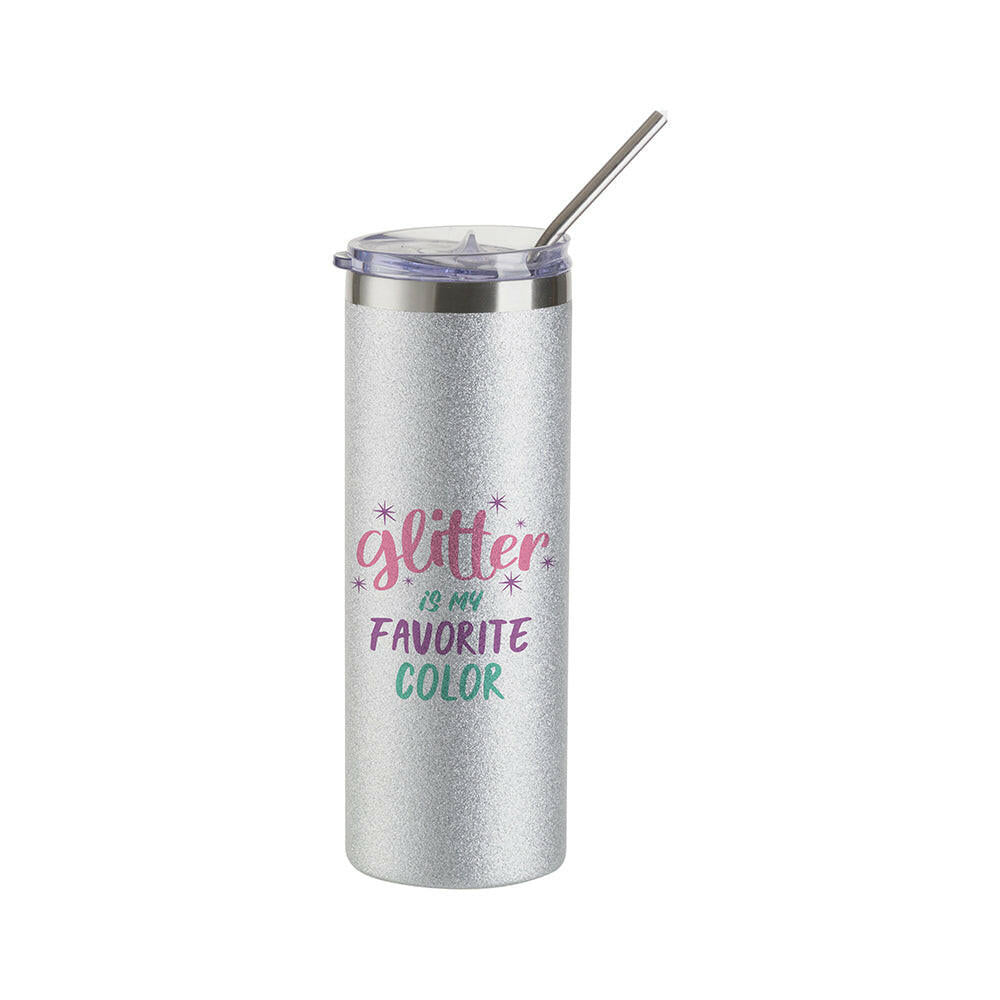 20oz Silver Glitter Stainless Steel Skinny Tumbler - 4 Pack - Craft Express -  - 20oz Silver Glitter Stainless Steel Skinny Tumbler - 4 Pack - Craft Express - 