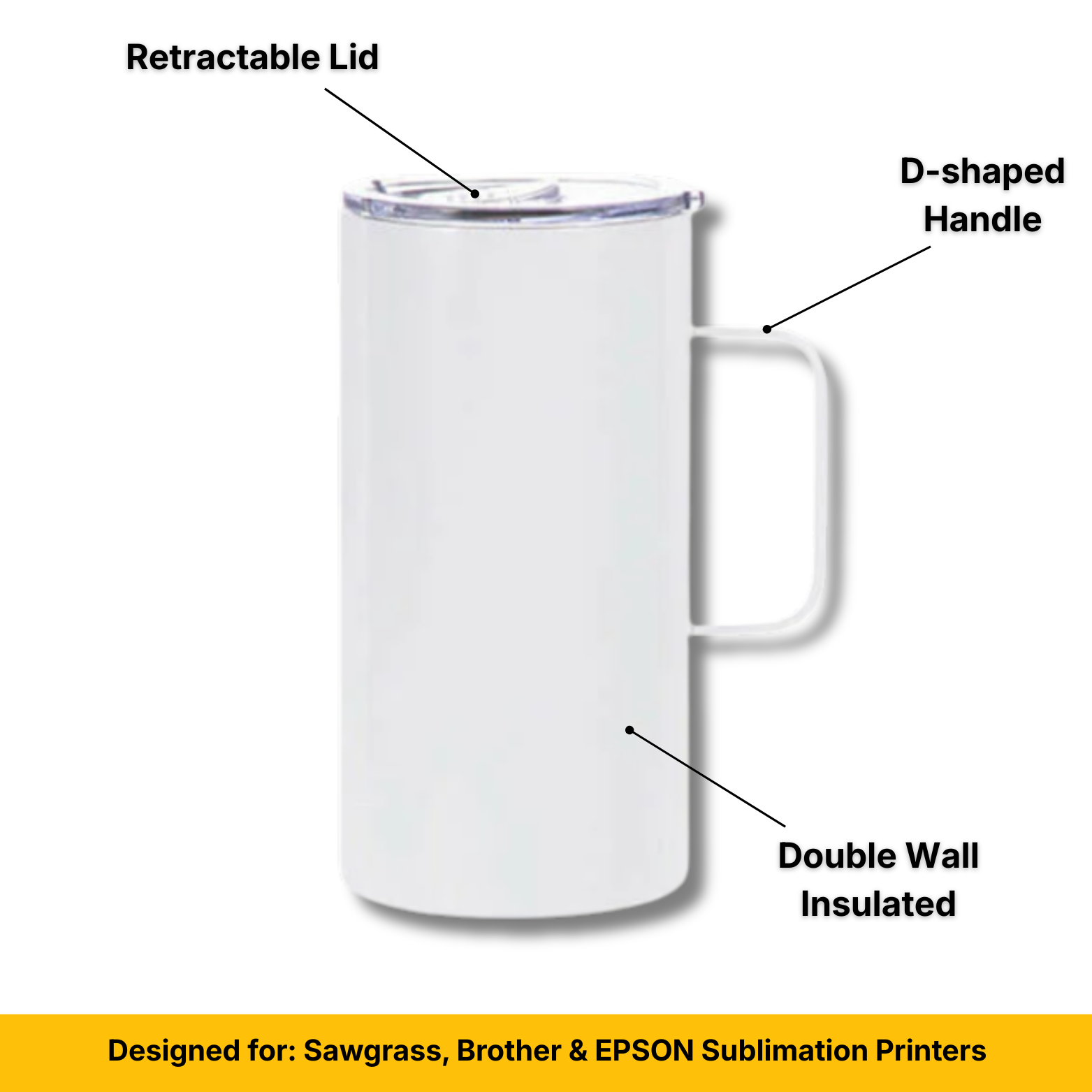 Craft Express 20oz Stainless Steel Sublimation Handled Mugs with Slide Lids