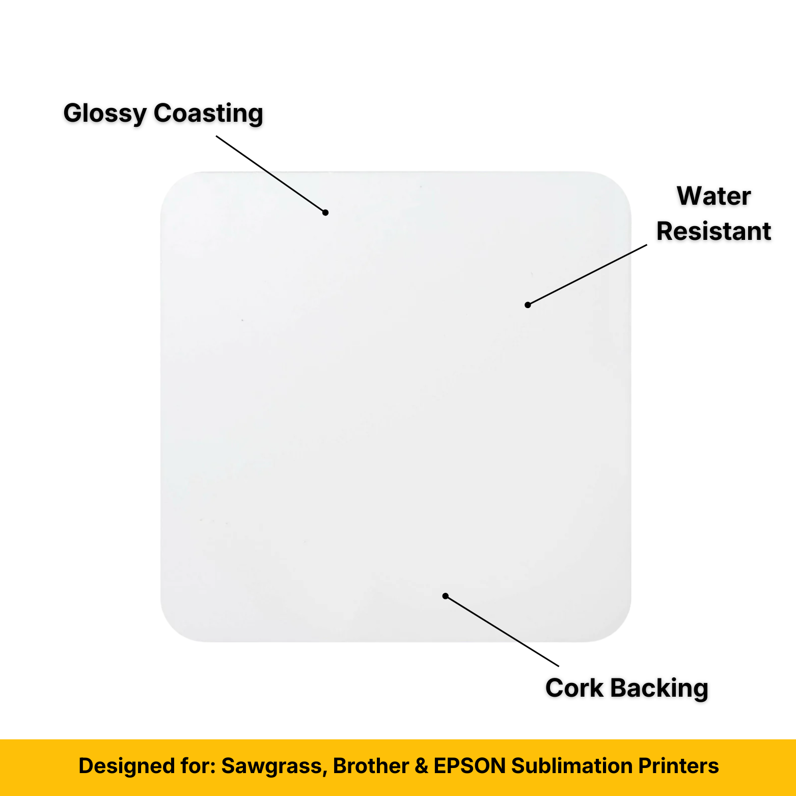 Craft Express White Square Coasters,  Sublimation Hardboard Blanks