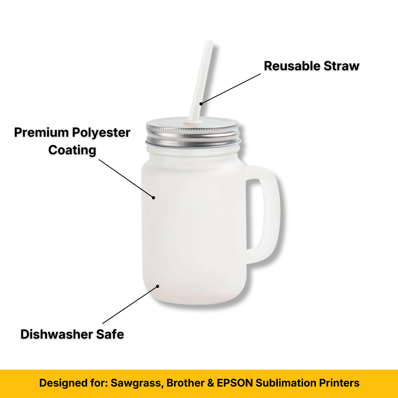 Craft Express 12oz Frosted Mason Jars with Straws