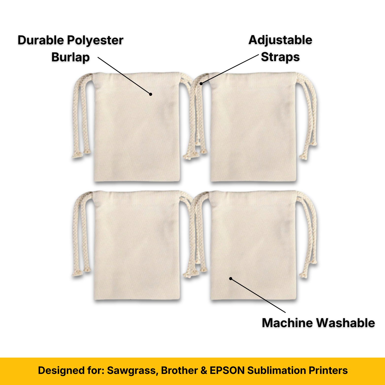 Craft Express Sublimation Drawstring Gift Bags – 5"x7" White Reusable Blanks