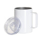 Craft Express 1 Pack 13 oz Stainless Steel Coffee Mug with Cleat Flat Lid and Handle - Sublimation - Retail Ready