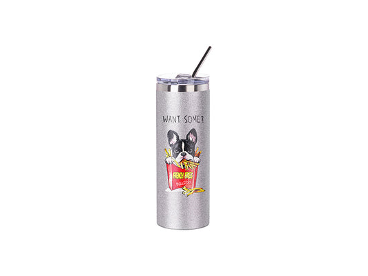 CRAFT EXPRESS 1 Pack 20oz Silver Glitter Tumbler - Sublimation - Retail Ready