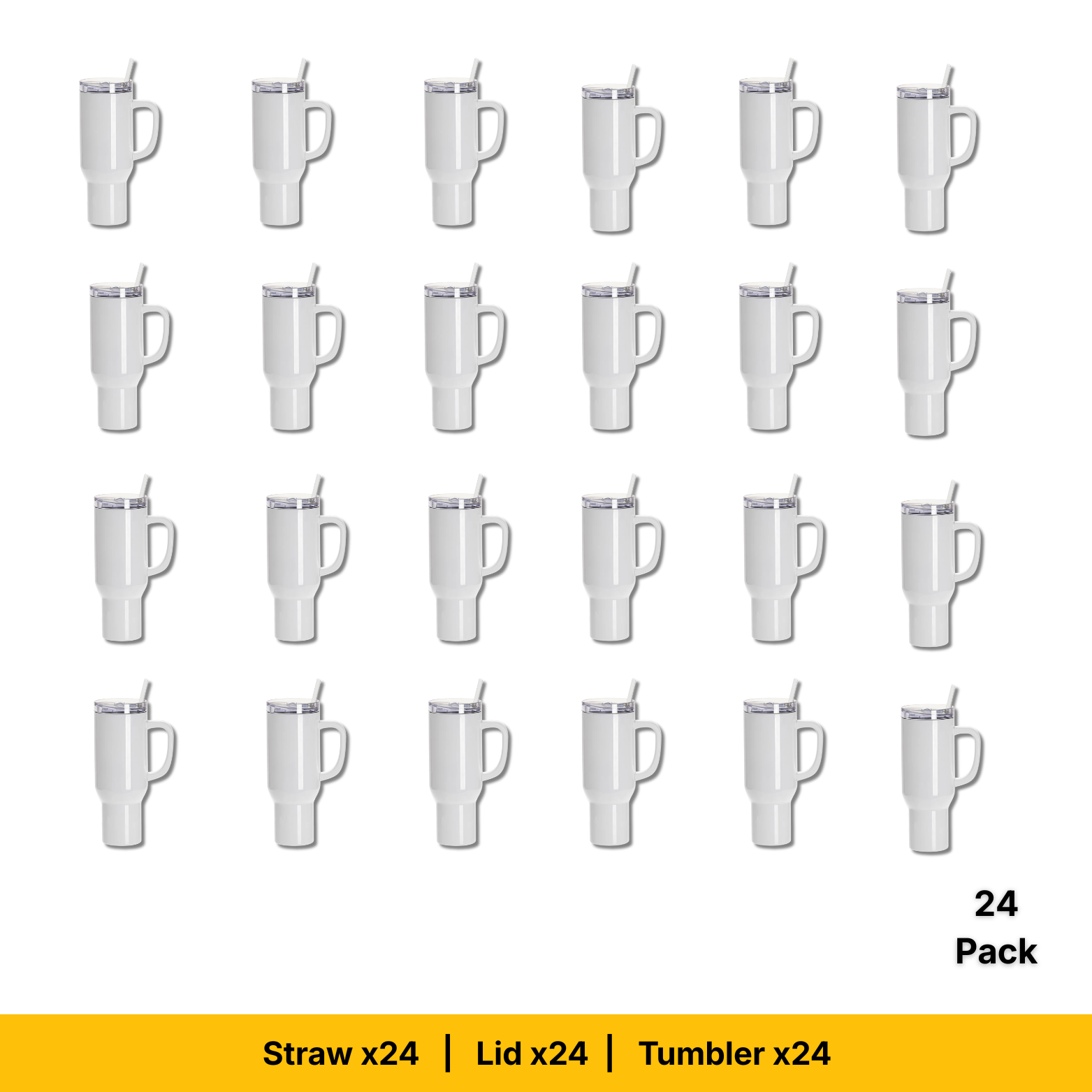 Craft Express 40oz White Travel Tumbler with Lid, Straw & Handle, Sublimation Ready